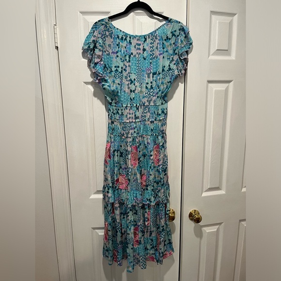 Taj by Sabrina Crippa blue floral embroidered dress NWT - Picture 2 of 7